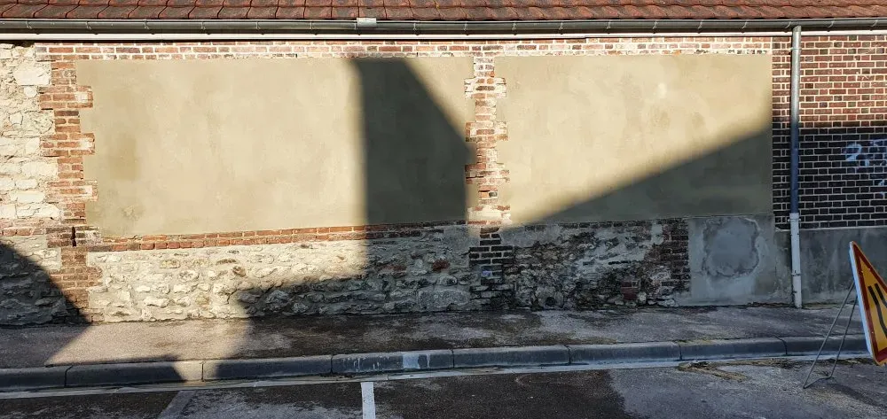 Réfection d'un mur a la chaux près de Troyes pour un syndic